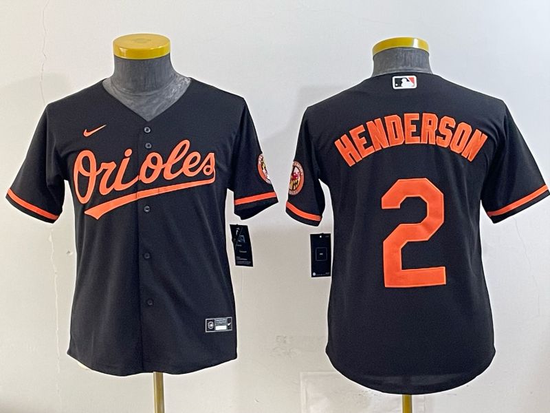 Youth 2025 Baltimore Orioles 2 Henderson Black Nike MLB Jersey 05